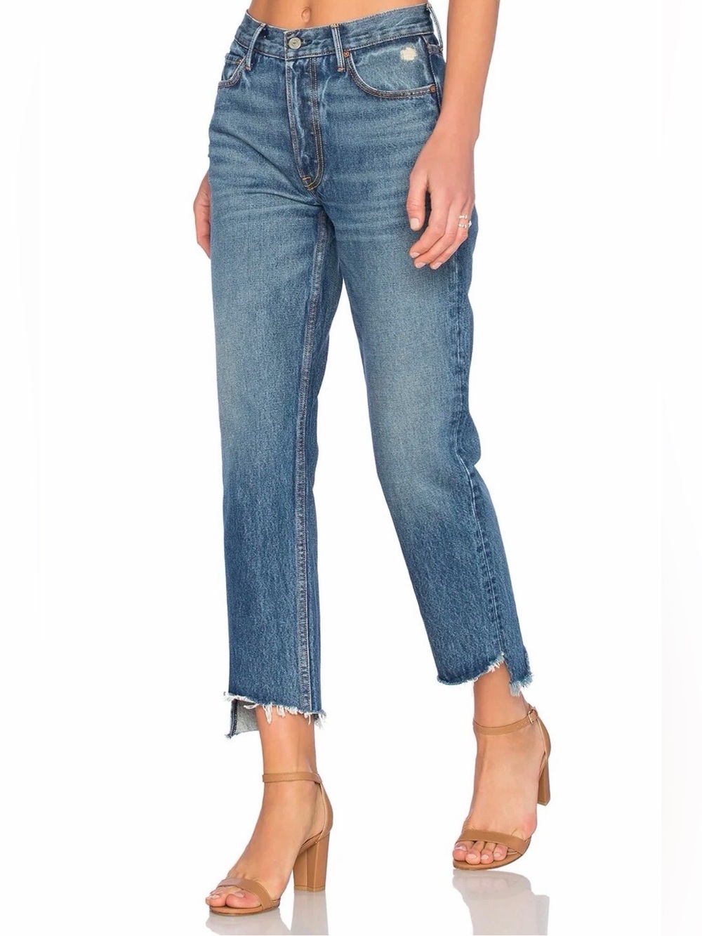 GRLFRND Helena High Rise Crop Straight Leg Jeans Close To You Blue